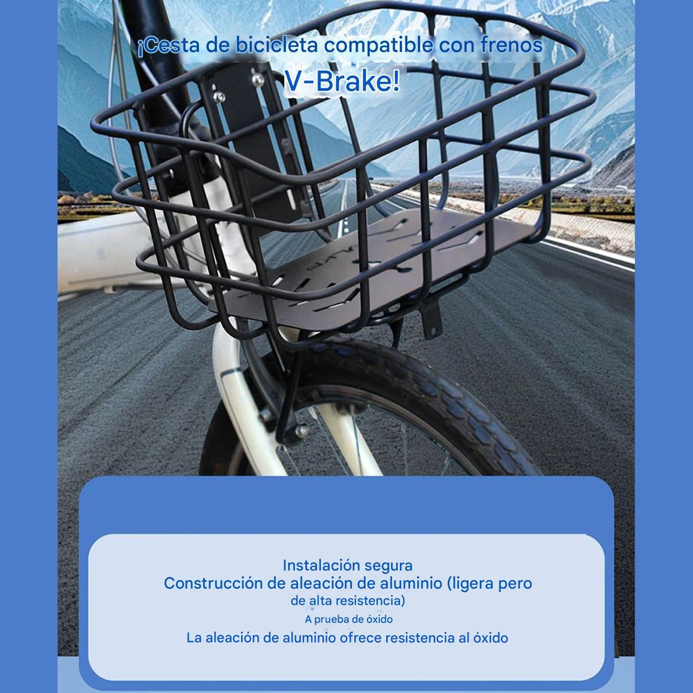 Cesta de Bicicleta De Aleación Aluminio con Soporte 50,8 Cm