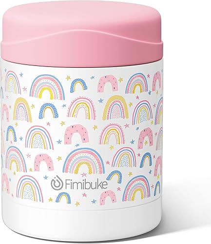 Fimibuke Tarro de Comida Aislado para Niños, 12 OZ Sin BPA Boca Ancha Acero Inoxidable al Vacío Tarro de Almuerzo para Comida Caliente y Fría para