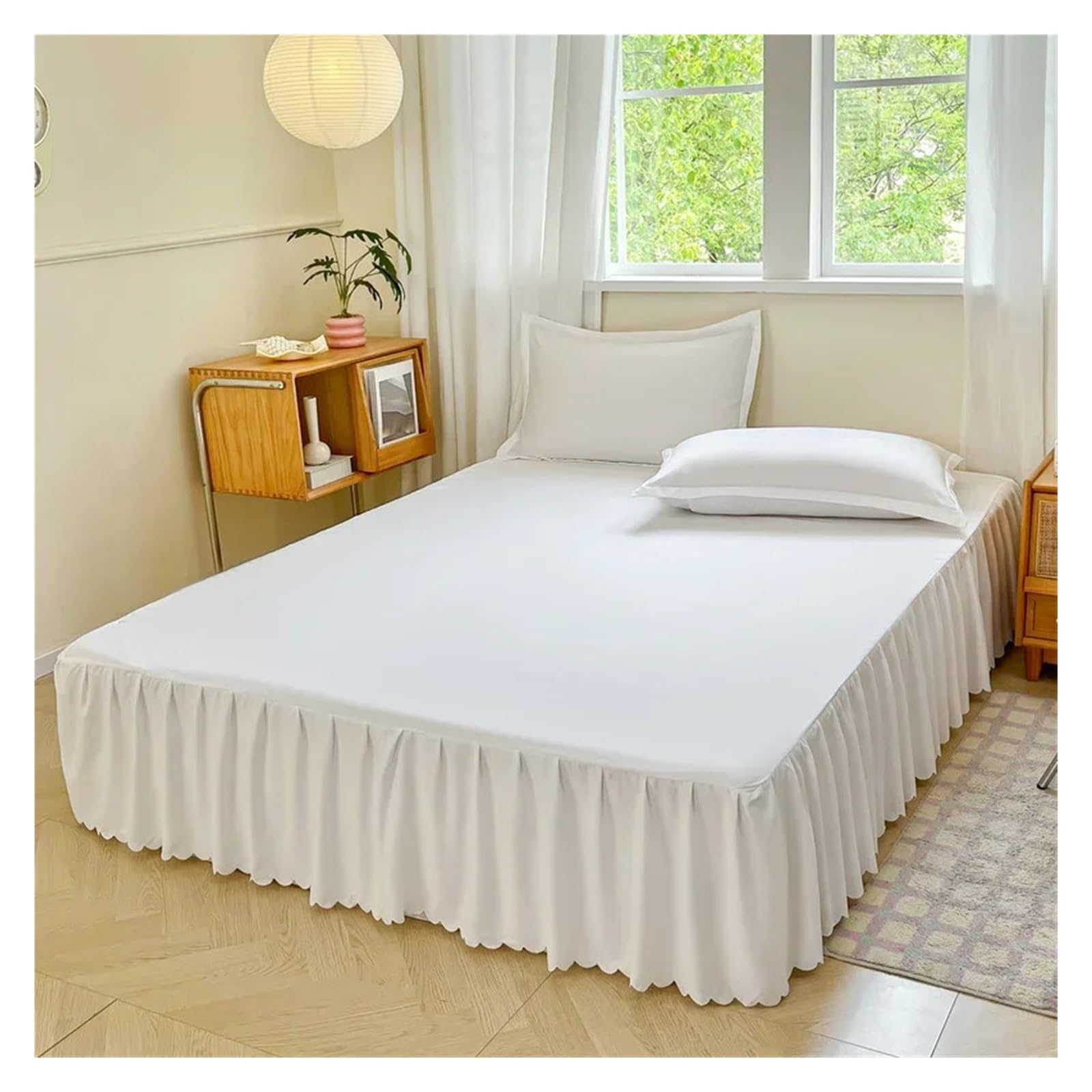 Bed Skirt Solid Color Bed Skirt Four Corners With Elastic Band Bedspread Twin/Full/Queen/King Size Style Mattress Protector(Color-8,Twin 99x190cm)