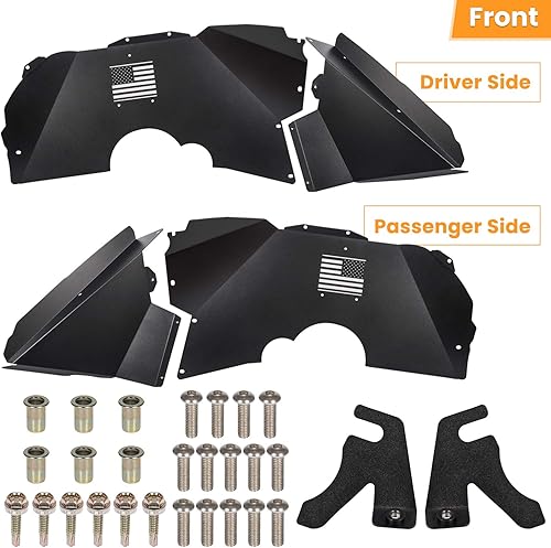 Miniatura 12 de Forros de guardabarros interiores delanteros para Jeep Wrangler JK JKU 4WD 2007-2018 Logotipo de la bandera de Estados Unidos resistente a