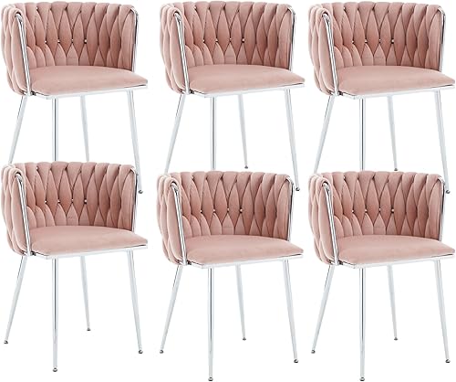 Miniatura 91 de Juego de 2 sillas de comedor de terciopelo, sillas tapizadas tejidas para sala de estar, sillas modernas de cocina y comedor, sillas decorativas de