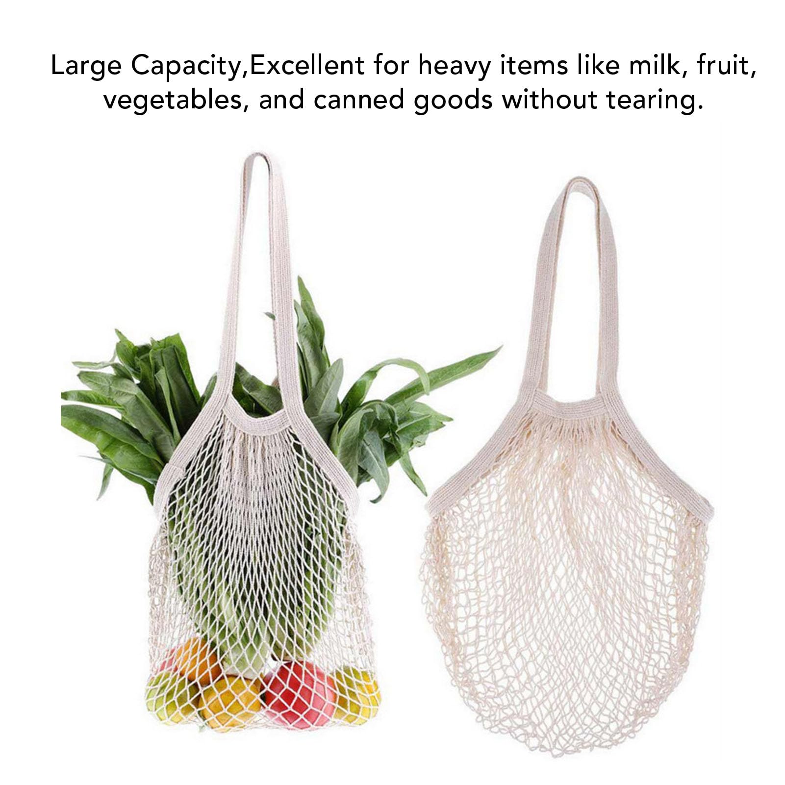banapoy 12er-Pack Einkaufstüten aus Baumwollnetz, Wiederverwendbare Tragetaschen mit Großem Fassungsvermögen und 25 cm Langem Griff, für Obst, Gemüse, Einkaufen, Picknick