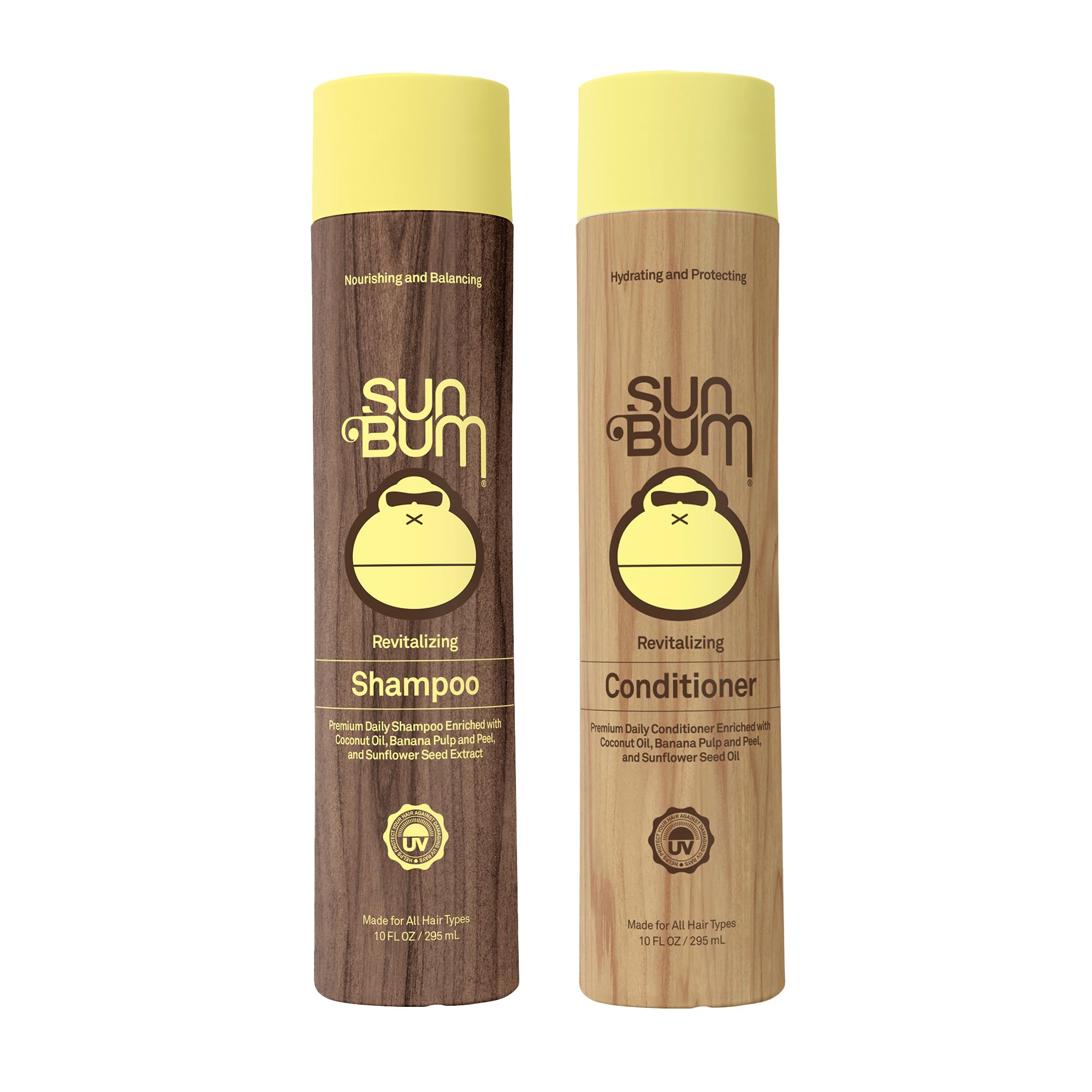 Sun Bum Revitalizing Shampoo and Conditioner Vegan and Cruelty Free Hydrating, Moisturizing and Shine Enhancing Hair Wash 10 Ounce Each