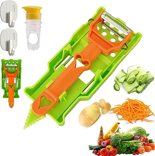 Pelador Pelador multifuncional 2 en 1, pelador multifuncional de una sola hoja con placa de rejilla, juego de utensilios de cocina para pelador,