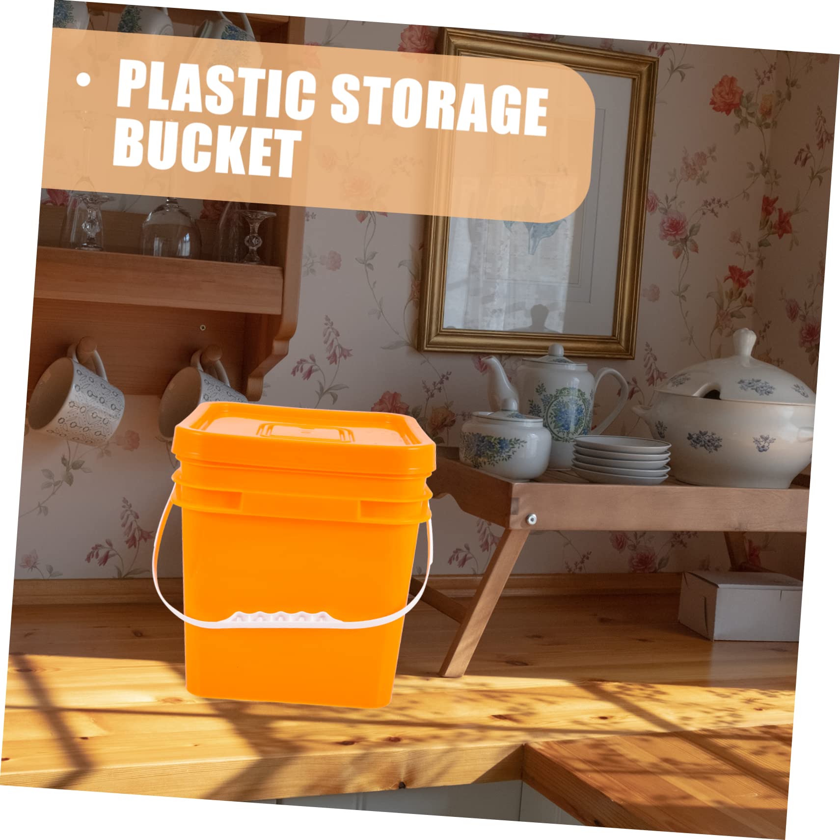 SOLUSTRE 10l Wäscheeimer mit Deckel aus Kunststoff Wiederverwendbarer Multifunktionaler Pulverbehälter mit Tragegriff für Aufbewahrung und Outdoor Aktivitäten Orange
