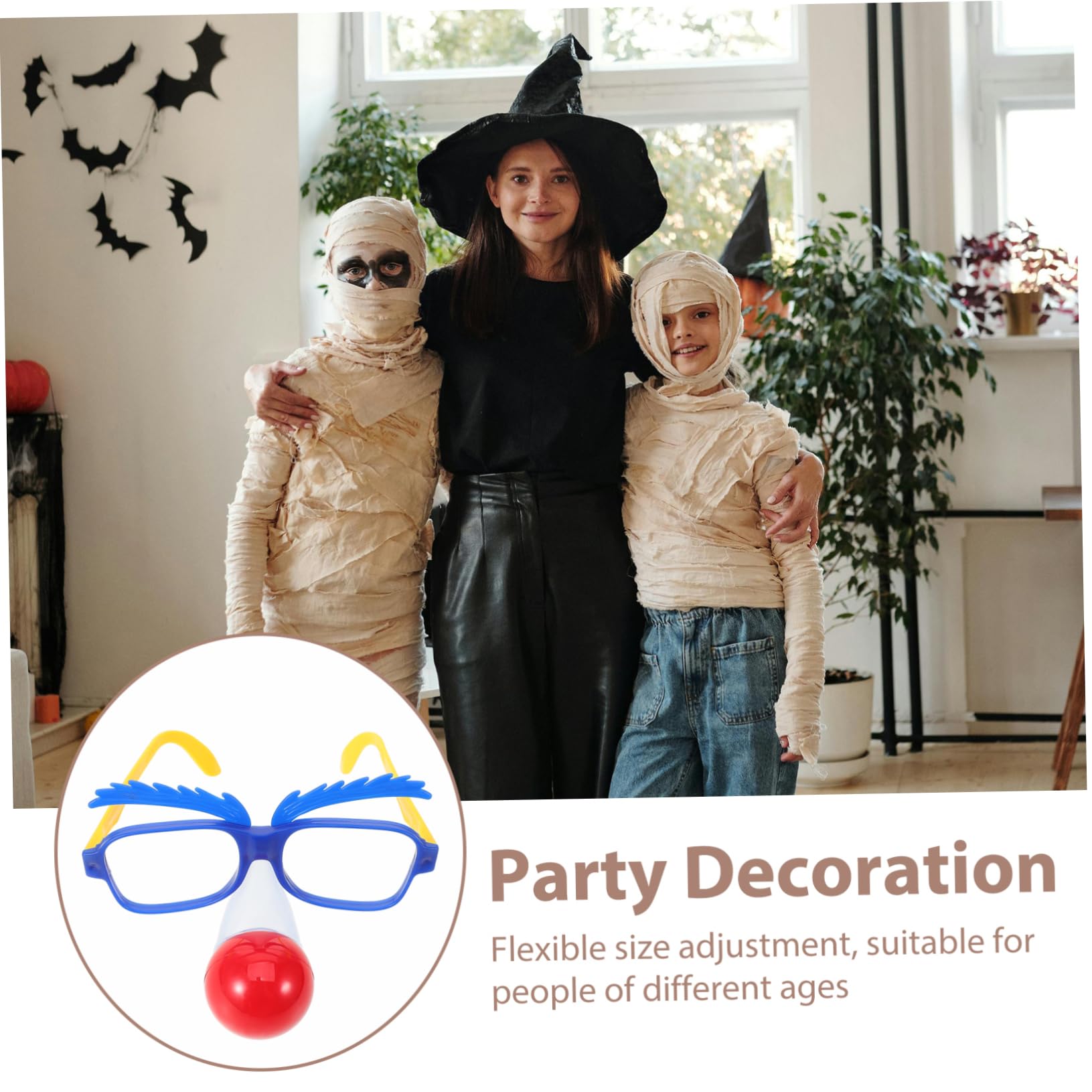 Ipetboom Clown Eyeglasses for Performance Cosplay Fun Party Decoration Glasses for Halloween Festival Celebrations Novelty Clown Costume Accessories