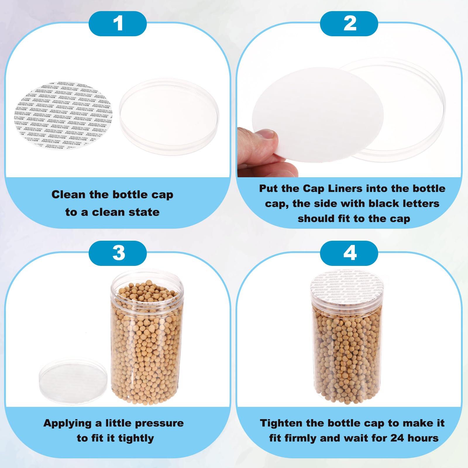 250 Pcs Foam Lid Liners - 20/24/28/38/51mm Sizes, Adhesive PS Seals For Jar & Bottle Caps, Leak-Proof
