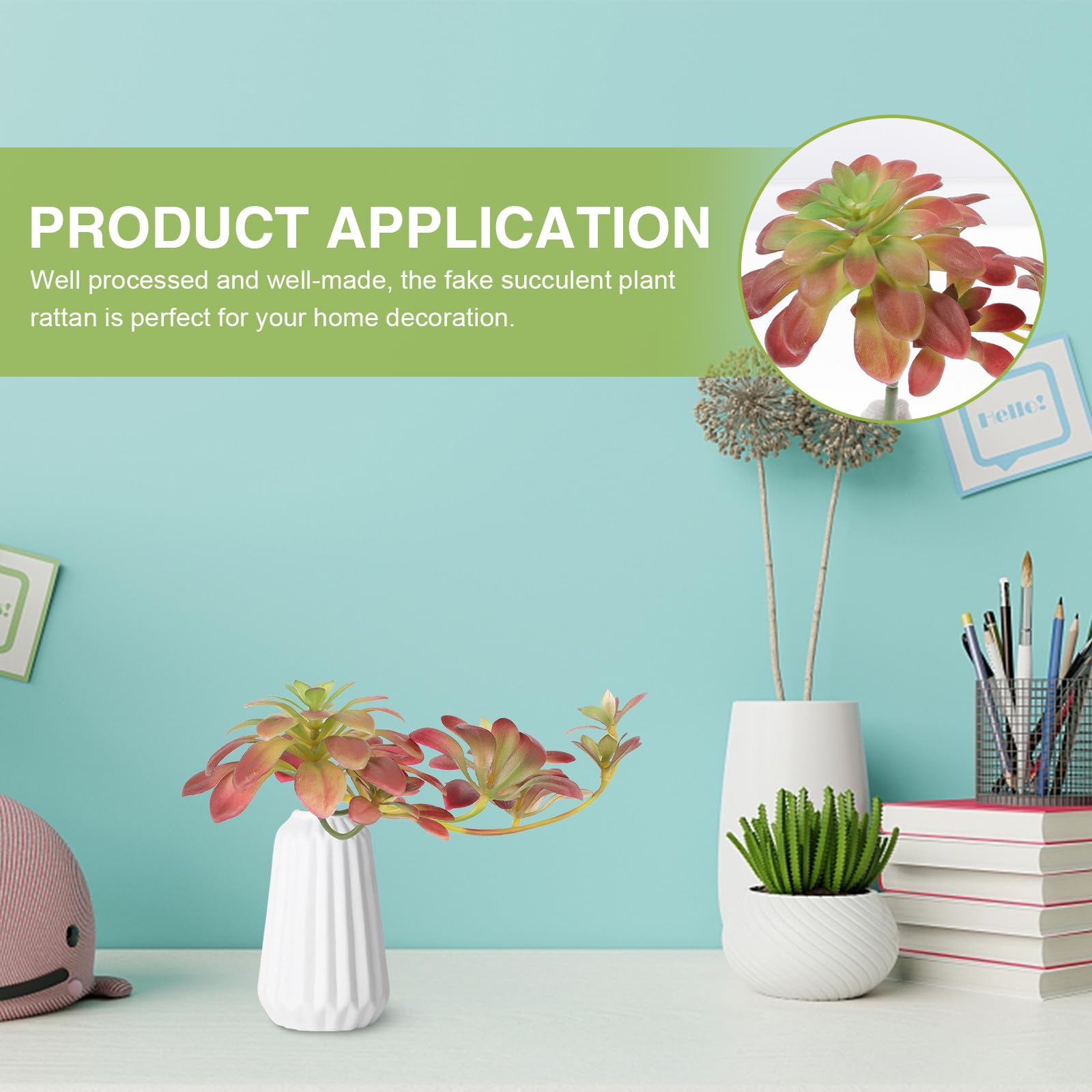 Plante Artificielle Succulente 27cm Marron en Plastique Réaliste | Vitrine et Composition de Fleur, Déco Intérieure Maison, Style Réaliste, 1 Pièce
