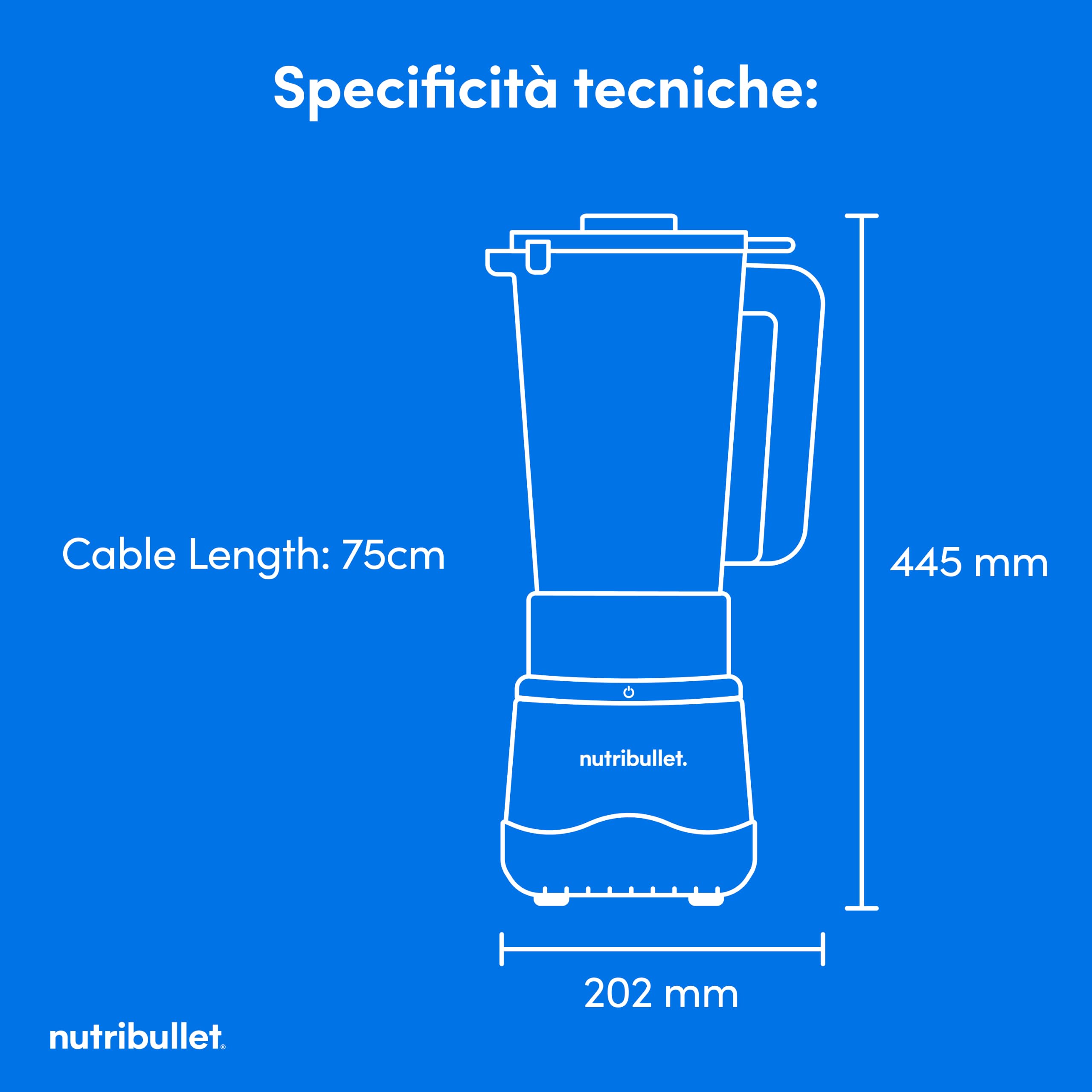 nutribullet Power Core™ Blender – Frullatore con Caraffa XL 2,1L, Blender per Smoothie e Ghiaccio Tritato, 3 Velocità + Pulse, Programma Smoothie Automatico, Mixer Cucina, 1200W, Nero (NBF430MB)