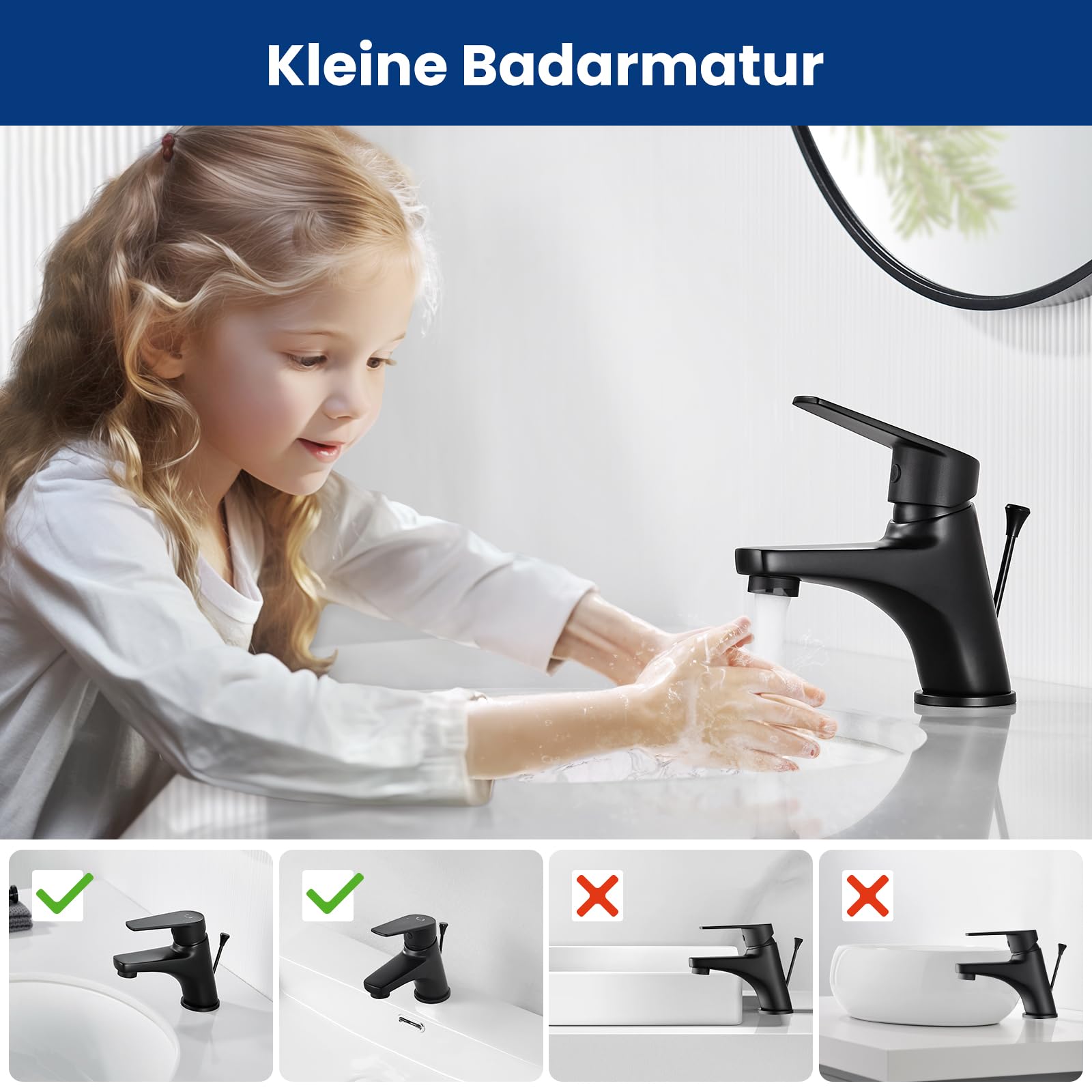 CECIPA Robinet de salle de bain, noir, mitigeur de lavabo avec tige de traction et bonde, mitigeur de salle de bain avec hauteur de bec 57 mm, robinet de lavabo en laiton, robinet de salle de bain