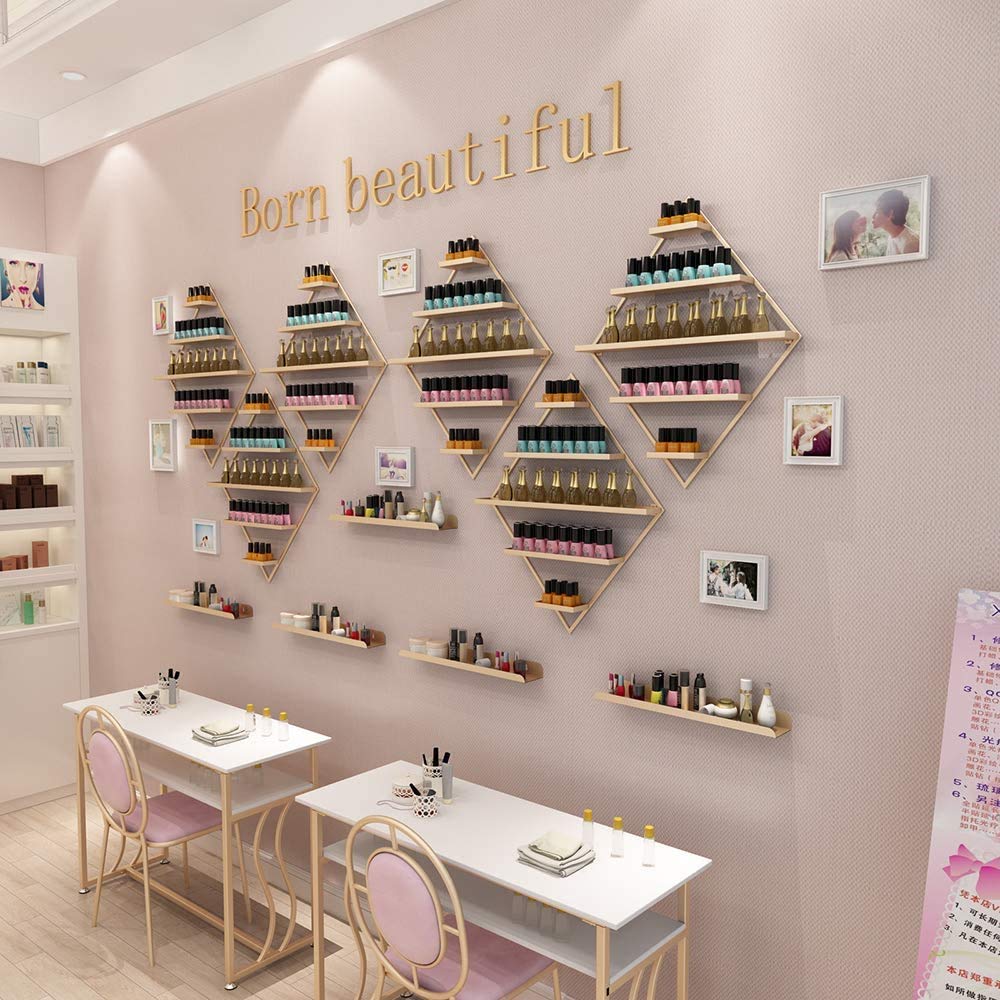 Amazon｜ホームサロンビジネススパ用の金属壁シェルフ、金属マニキュア