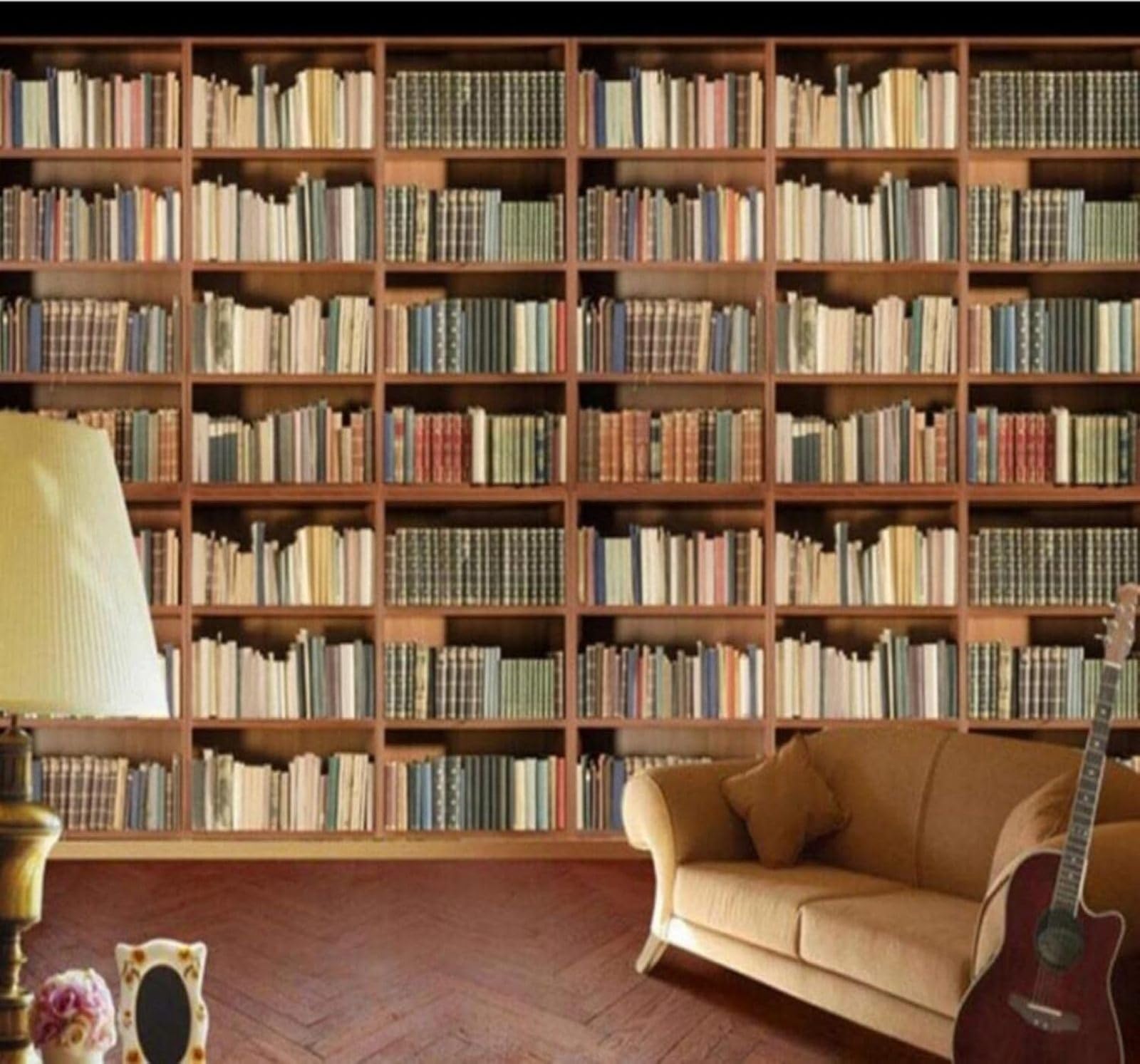 XLMING Vintage Three Dimensional Bookshelf Books Art 3D Wallpaper Luxury Home Dining Decor Paste Sofa Living Room The Wall for Bedroom Mural-430cm×300cm