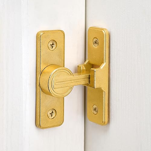 Miniatura 3 de Paquete de 2 cierres dorados de 90 grados para puerta de granero, cerraduras de puerta corrediza pesada, cerradura de puerta corredera de seguridad