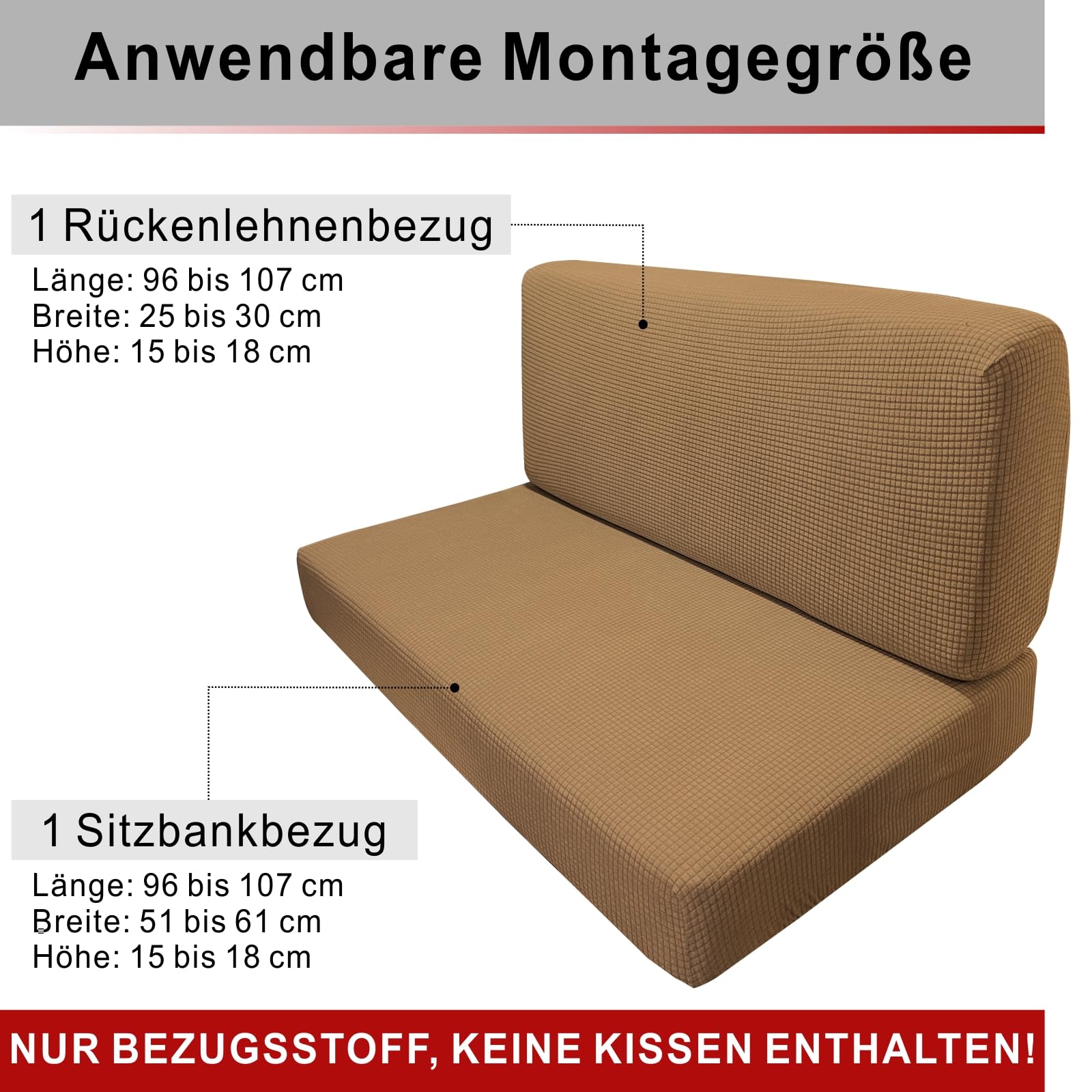 Dulepax Wohnmobil Sitzbezüge - Kamel Stretch, 75% Polyester 25% Elasthan, 2-teilig