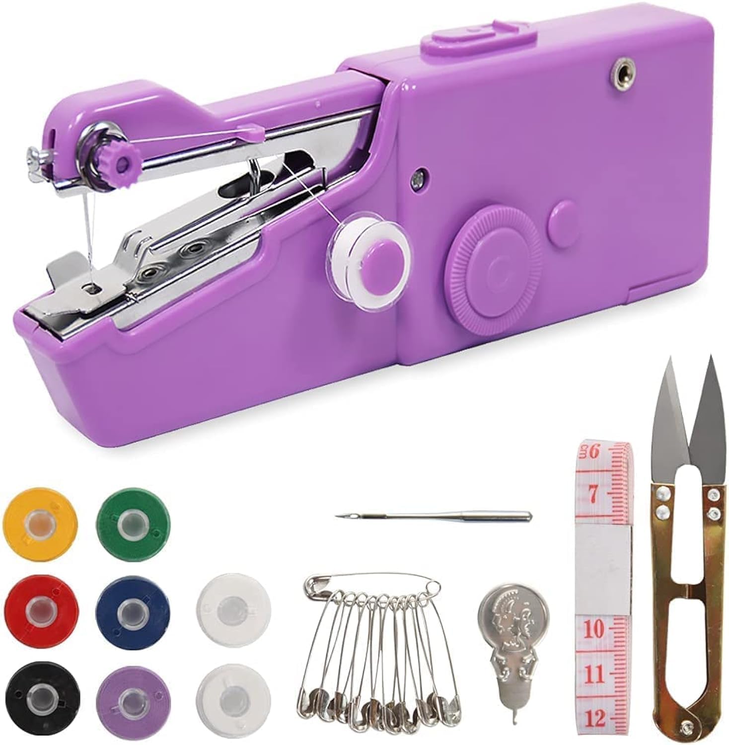 CoodiikakaHandheld Sewing Machine Hand Held Sewing Device Tool Mini Portable Cordless Sewing Machine Essentials for Home Quick Repairing and Stitch Handicrafts Portable Easy to Operate for Beginners