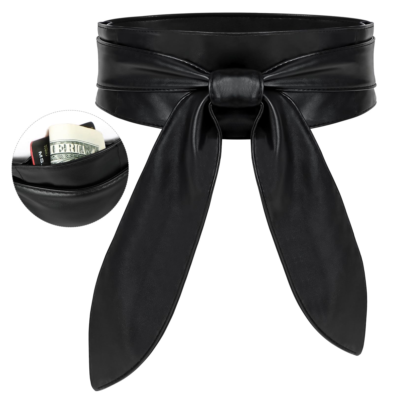 WHIPPY Women Obi Belt Fashion Wrap Around Wide Waistband Knotted Belt for Dress