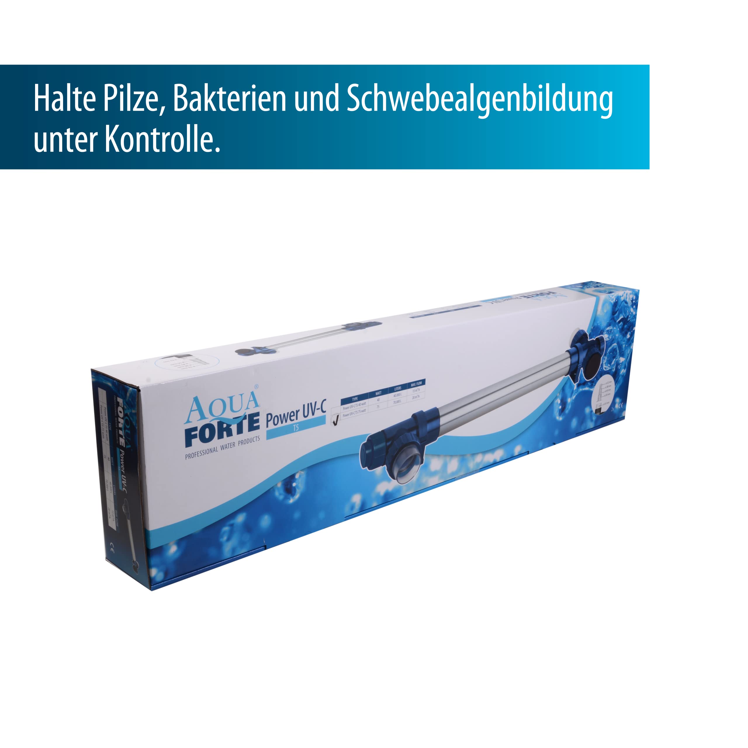 AquaForte Power UV-C T5 40 W Durchfluss 15m³/h Teichgröße 35m³