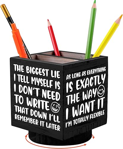 Ill Remember It Later - Portalápices de madera organizador de escritorio de madera divertido estuche de decoración de oficina caja de almacenamiento