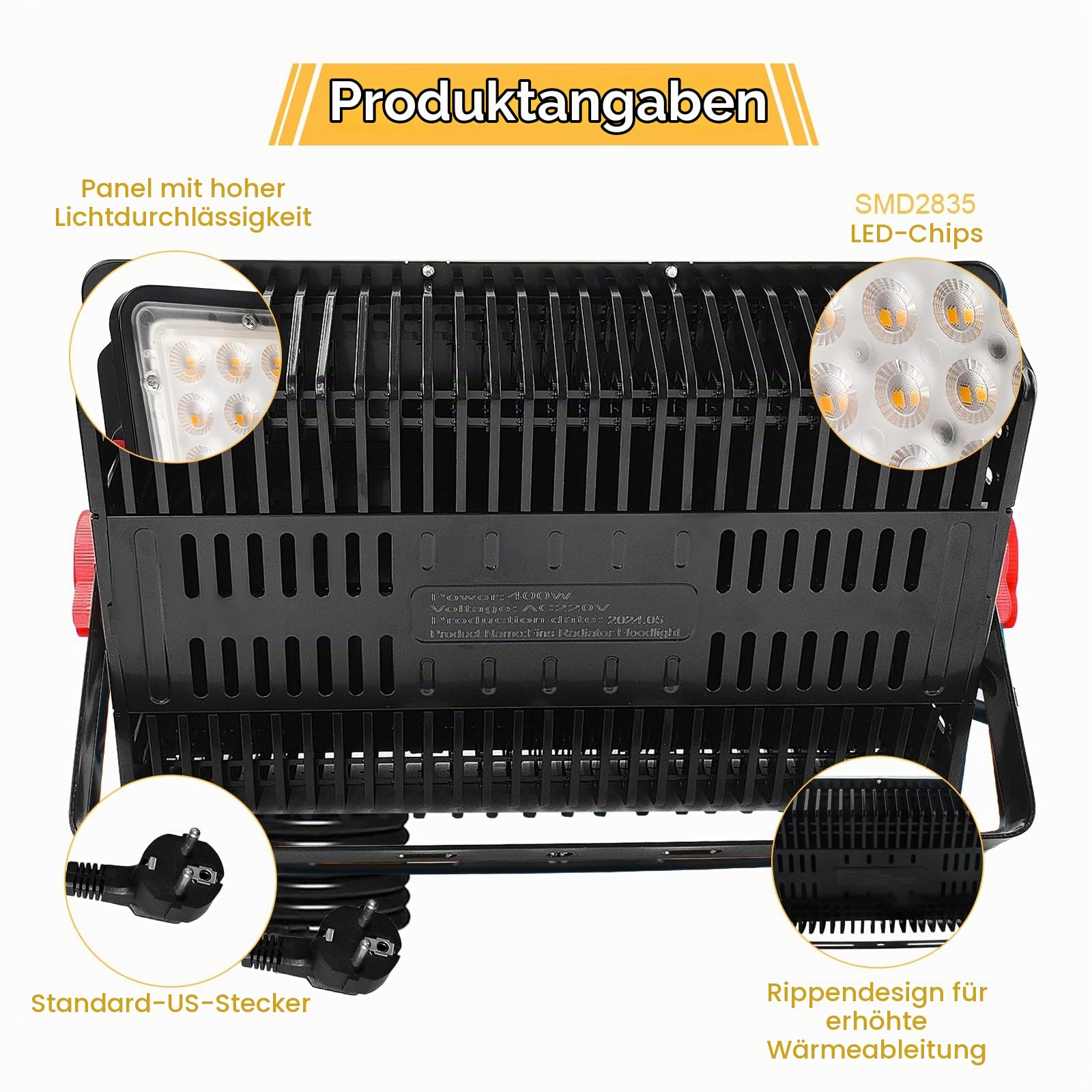 400W LED Strahler Außen, 2 Stück Superhell 40000LM Led Strahler Warmweiß 3000K Leds Scheiwerfer Flutlicht IP66 Wasserdicht led Außenstrahler für Innenhof Auffahrt Korridor Rasen
