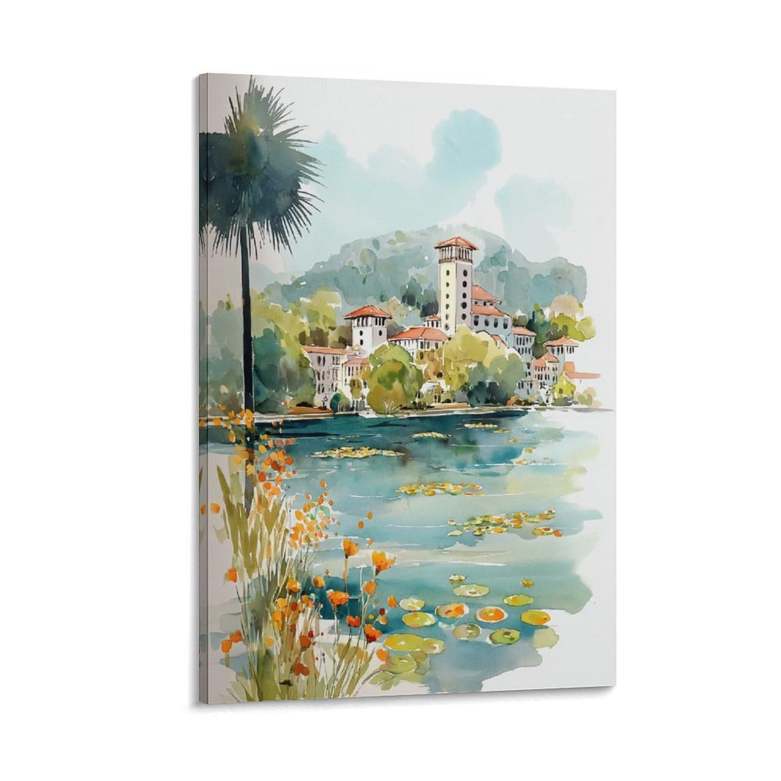 XWYMXZ Orlando City Watercolor 20x30inch(50x75cm) Vintage Travel Poster Watercolor Canvas Art