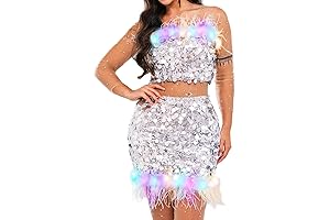 Nicute Light Up Sequin Mini Skirt with Crop Top