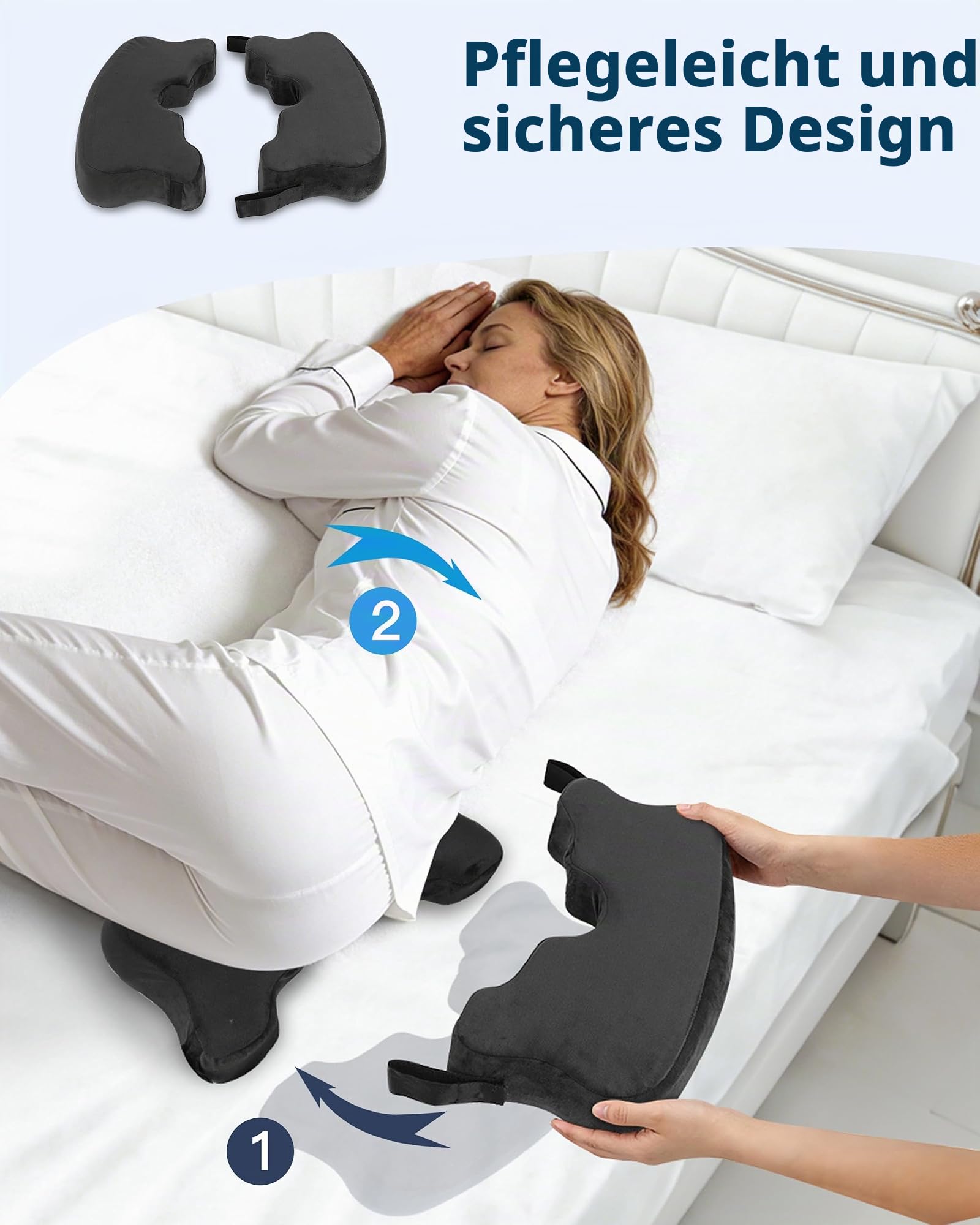 HOMCA Memory Foam Sitzkissen, Ergonomisches Hämorrhoiden Sitzkissen, Sitzpolster Steißbein Entlastung Steißbein Kissen mit Verstellbarer für Büro, Zuhause, Auto, Schwarz