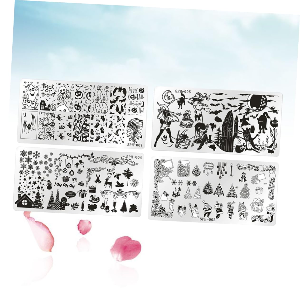 FRCOLOR 12 Pz Lamina Ungueale Natalizia Modello Di Stampaggio Di Immagini Per Unghie Modelli Di Stampaggio Piastre Per Unghie Per Nail Art Stampino Per Unghie Abito Giapponese Attrezzo