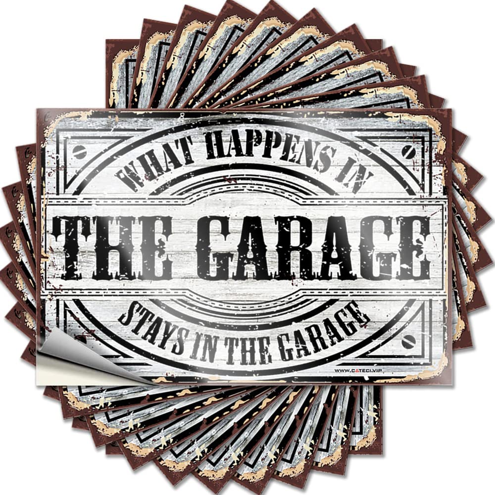 Stickers Western Home Decor Ship Fuzzy Helmet What Happens in The Garage Stays in The Garage - Scratch Resistant Stickers(12X18CM)