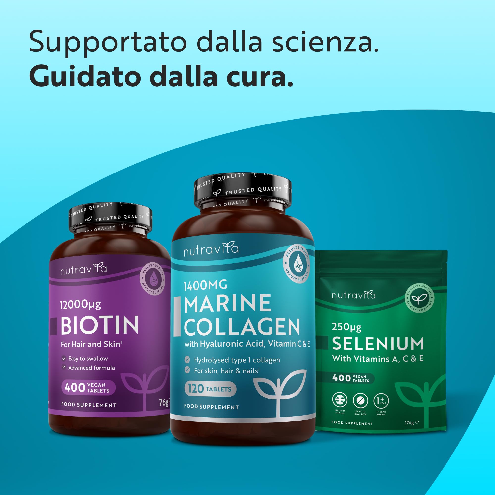 Nutravita Collagene Marino con Acido Ialuronico 1400mg - 120 Compresse - Collagene Idrolizzato Tipo 1 - Marine Collagen, Vitamina C & Biotina Integratore per Capelli, Pelle, Unghie e Articolazioni