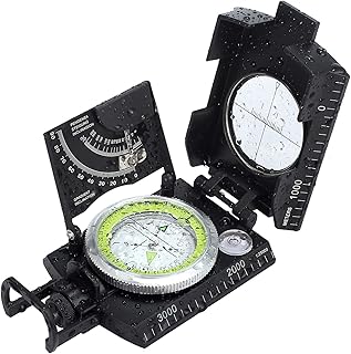 IP65 Compass Sighting Clinometer Multifunctional Military Metal Sighting Navigation Compass with Inclinometer Carrying Bag for Hiking, Climbing, Boating, Exploring, Hunting, Geology (Black Compass)