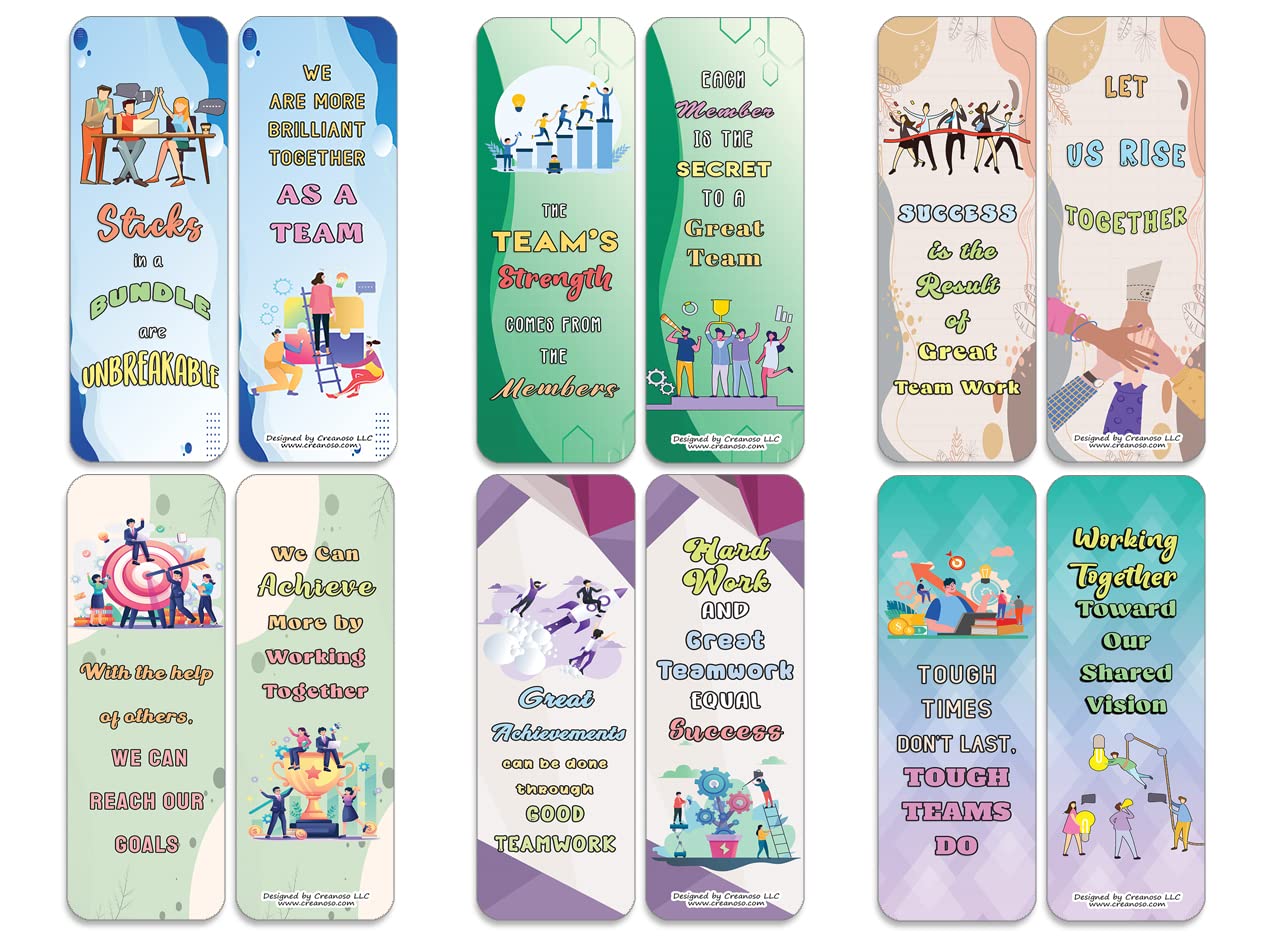 Photo 1 of Creanoso Inspiring Teamwork Bookmarks (5-Sets x 6 Cards) – Daily Inspirational Card Set – Interesting Book Page Clippers – Great Gifts for Adults and Professionals Inspiring Teamwork Bookmarks (5-sets)