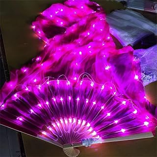 Women's 100% Silk Led Fan Veil Belly Dance Prop for Stage Performance and Party Light Show