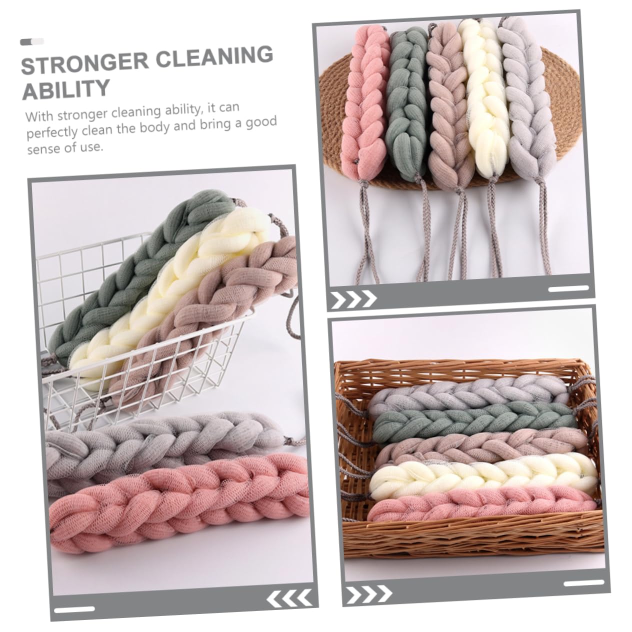 Ipetboom 4Pcs Loofah Convenient Body Scrubbers for Exfoliating Bubbles Gentle Mesh Bath Sponges for Smooth Skin for Adults