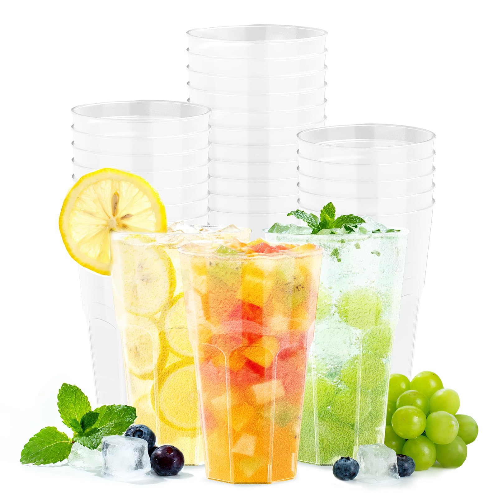 50 Stück Partybecher Set, Plastikbecher 0,4l, Bruchsichere Polypropylen Trinkbecher, Mehrwegbecher für Getränkepartys, Geburtstag, Hochzeit