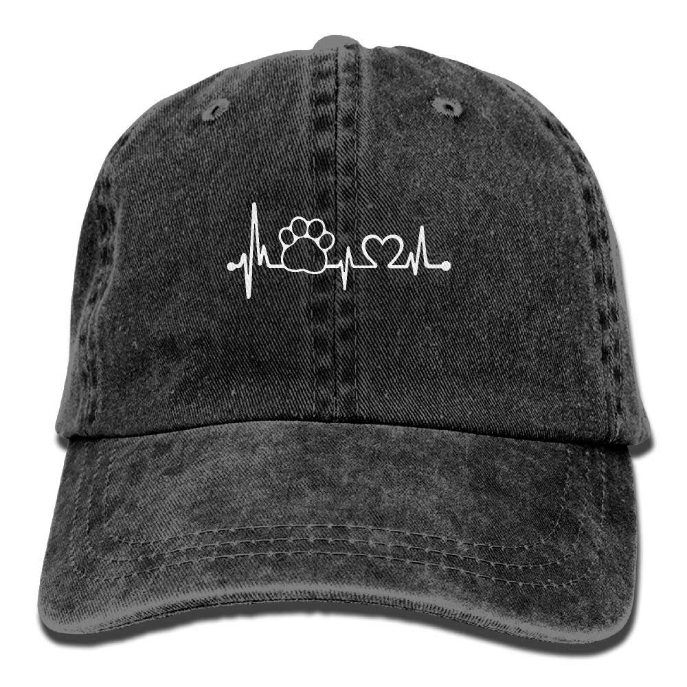 Paw Print Heartbeat Unisex Adult Adjustable Trucker Dad Cap（one Size）