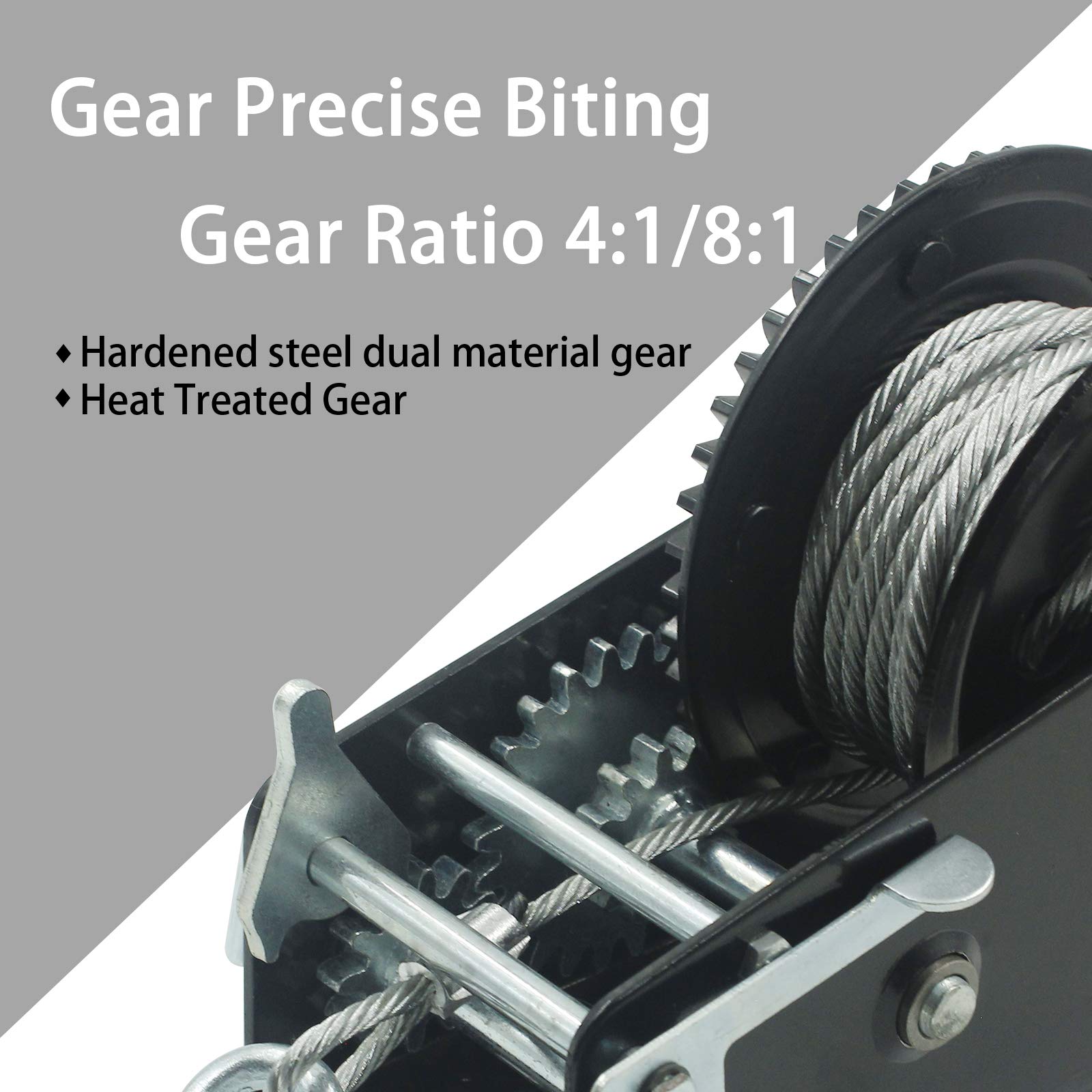 TYT 3500lbs Boat Trailer Winch with 32ft Steel Cable, Heavy Duty Hook