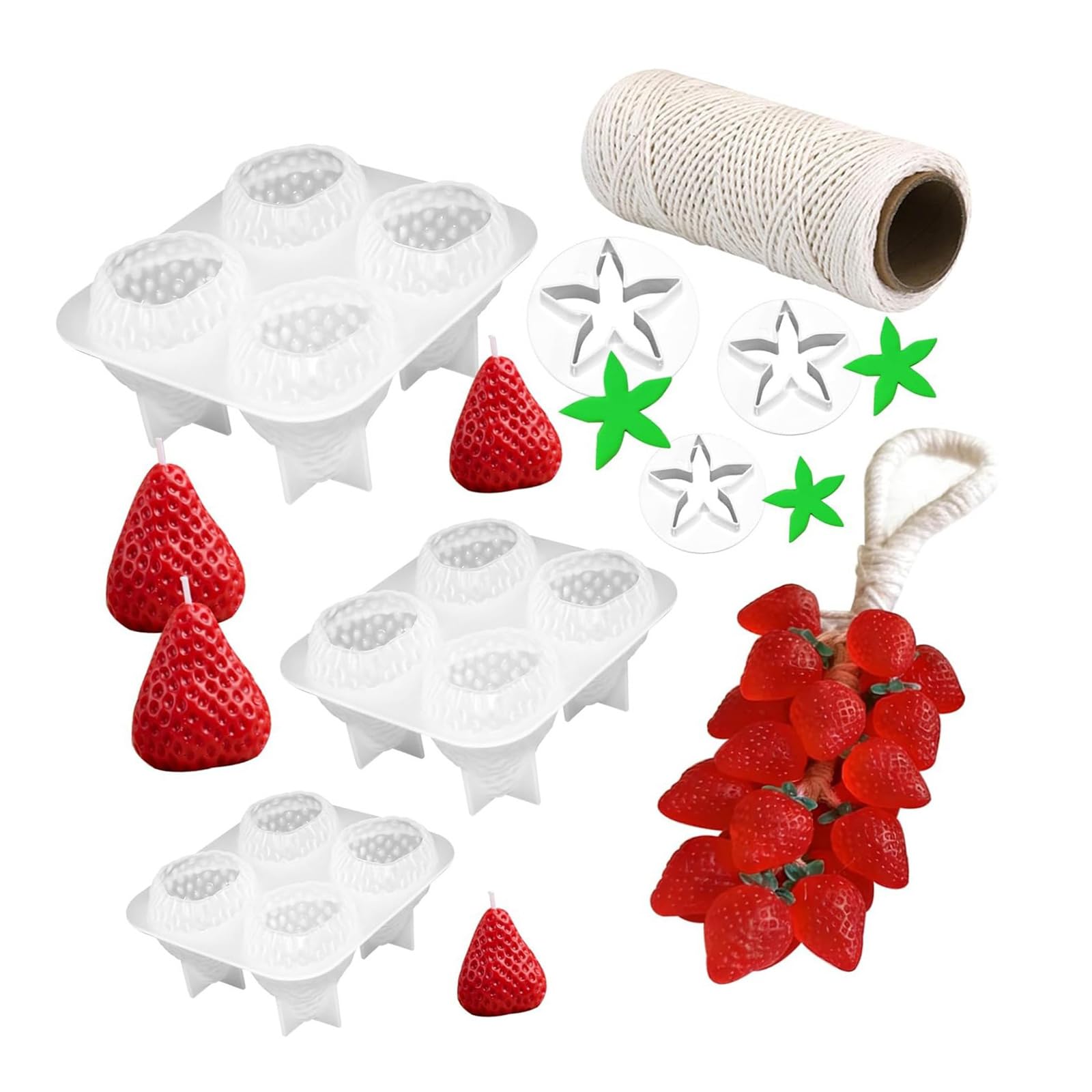 Zxfdsfdbnm Sturdy 3D Strawberry Soap Making Mold Set Featuring Not Stick Coating and Detailed Patterns Making Supplies