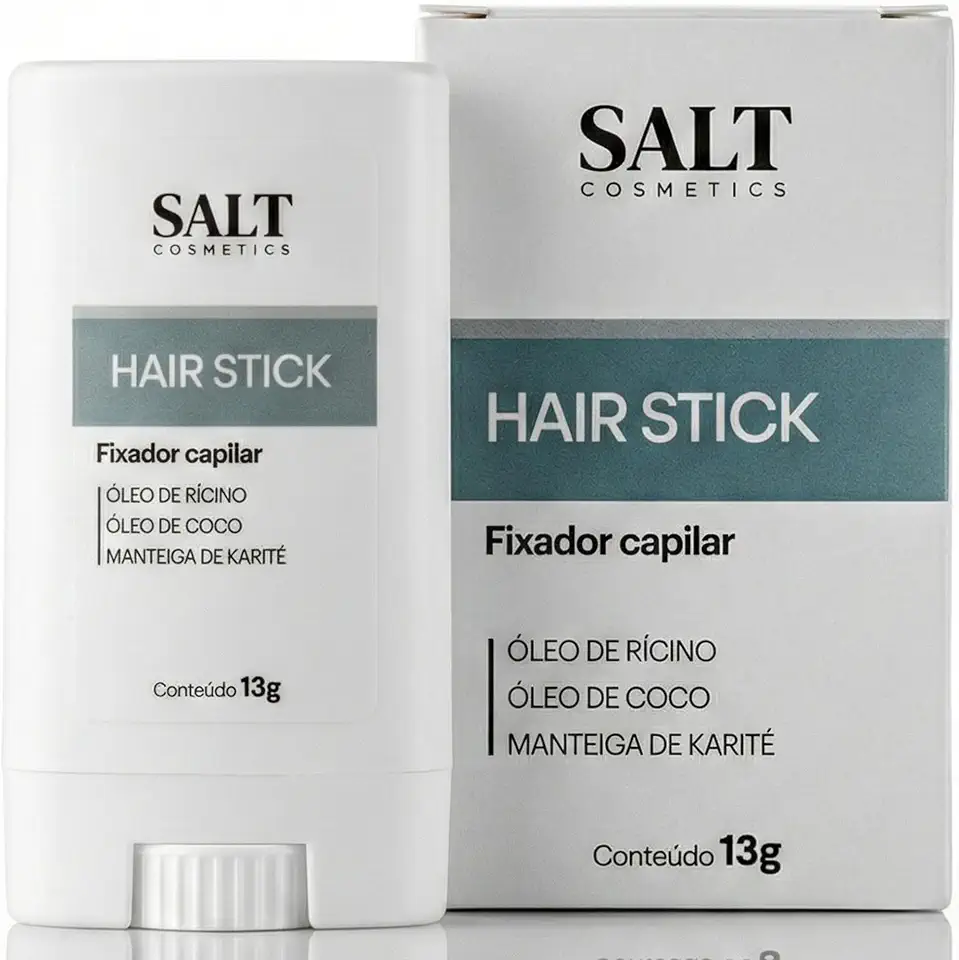 Cera em Bastão Fixadora 13g – Hair Stick – Com Óleo de Rícino, Coco e Manteiga de Karité para Hidratação Profunda – Domina Frizz e Baby Hairs – Efeito Sleek Bun, Sem Resíduos e Não Oleoso – Salt Cosmetics