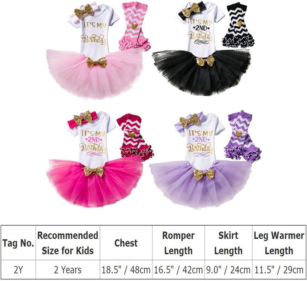 OBEEII Baby Girl 1/2 1st 2nd Birthday Outfit Short Sleeve Romper Tutu Skirt Headband Leg Warmers Set Cake Smash Photoshoot