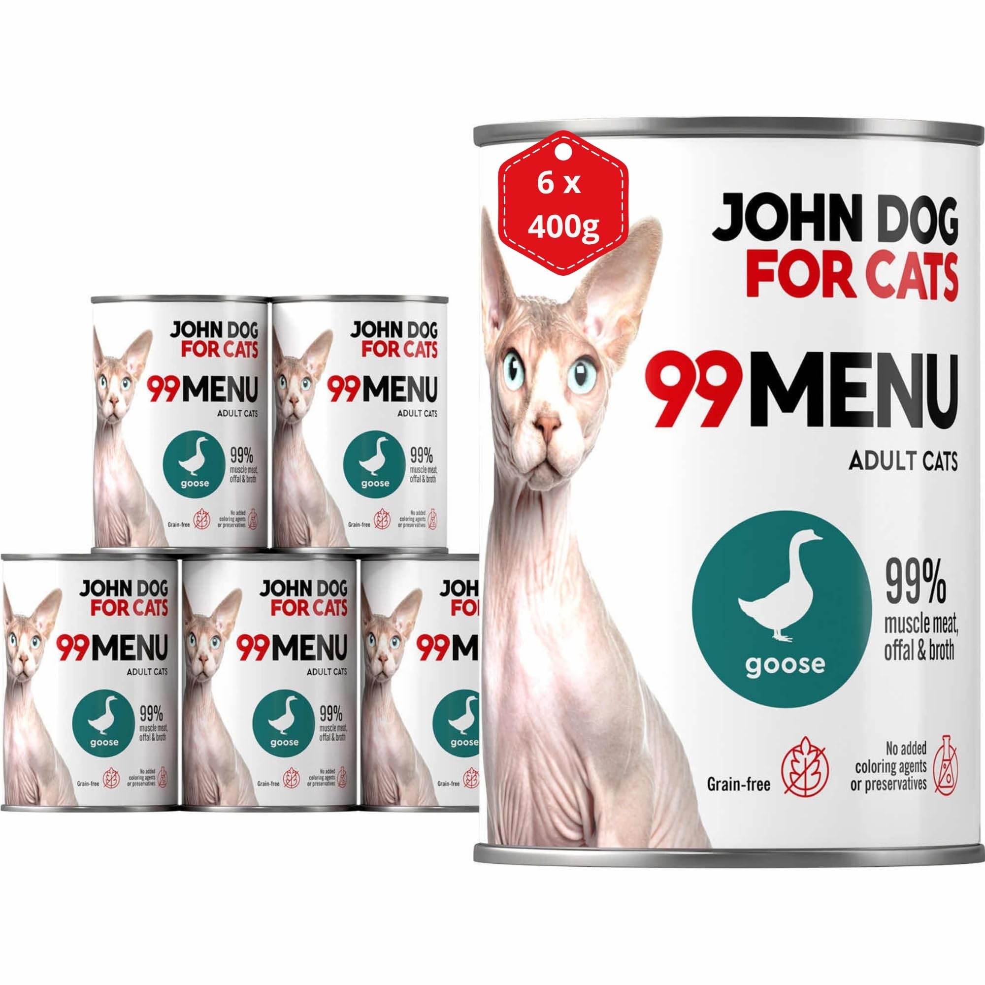 JOHN DOG KARMA MOKRA for Cats 99 MENU DOROSŁY GĘŚ 400g*6