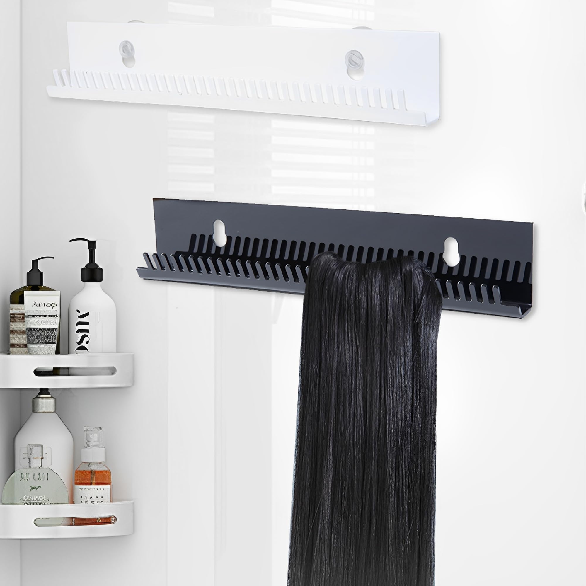 MZSX 2 pcs Hair Extension Holder, Acrylic Hair Color Rack Display, for Braiding Extension Organizer Hair Display Rack - Image 2