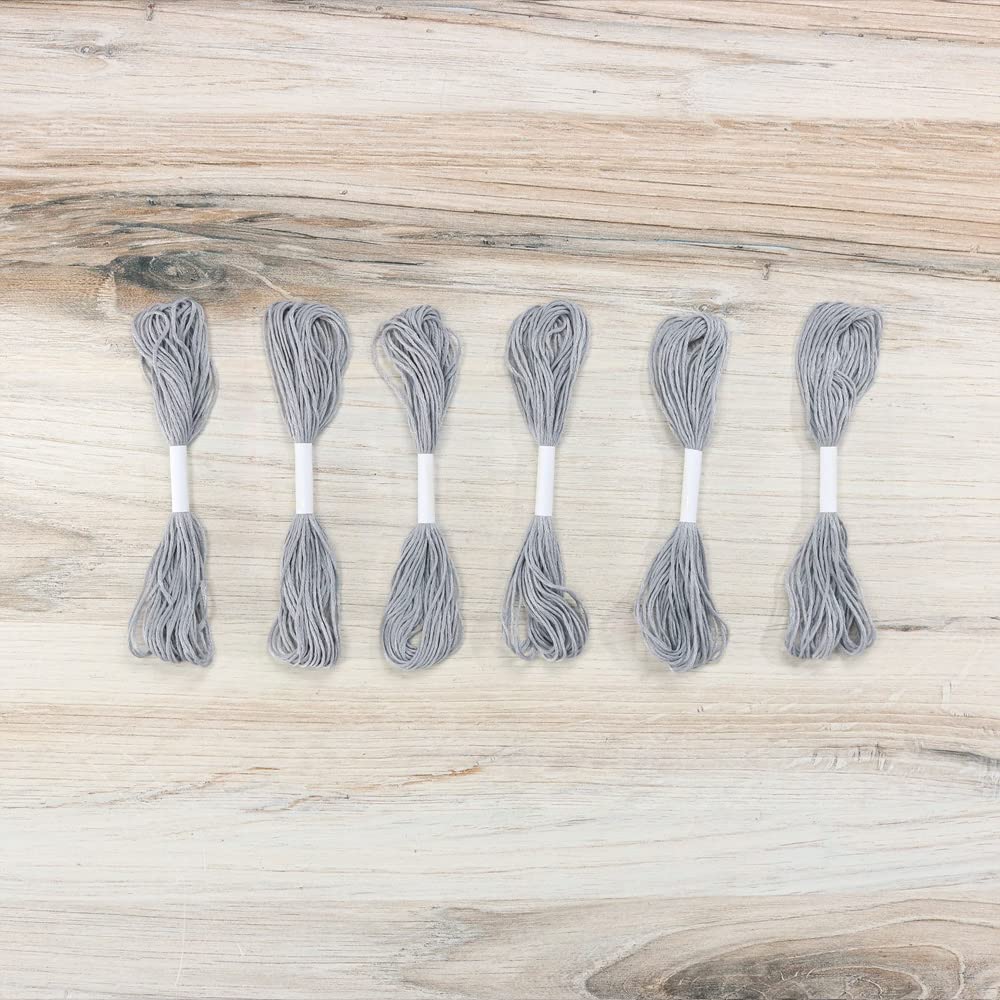 Embroidery Floss Pack – 6 Skeins, 8.7 Yards Each – Grey Embroidery Floss for Needlework, DIY Bracelets, Crafting, Weaving