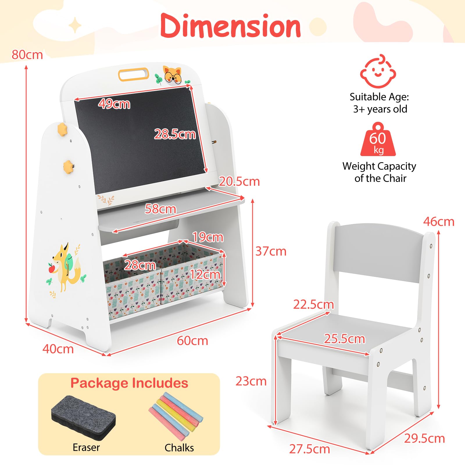 LIFEZEAL Juego de Mesa y Silla Infantil de Madera, Mesa Actividades Multifuncional con Diseño Ergonómico y Bloques de Construcción, Muebles Seguros para Niños de 1 a 5 Años (Blanco grisáceo)