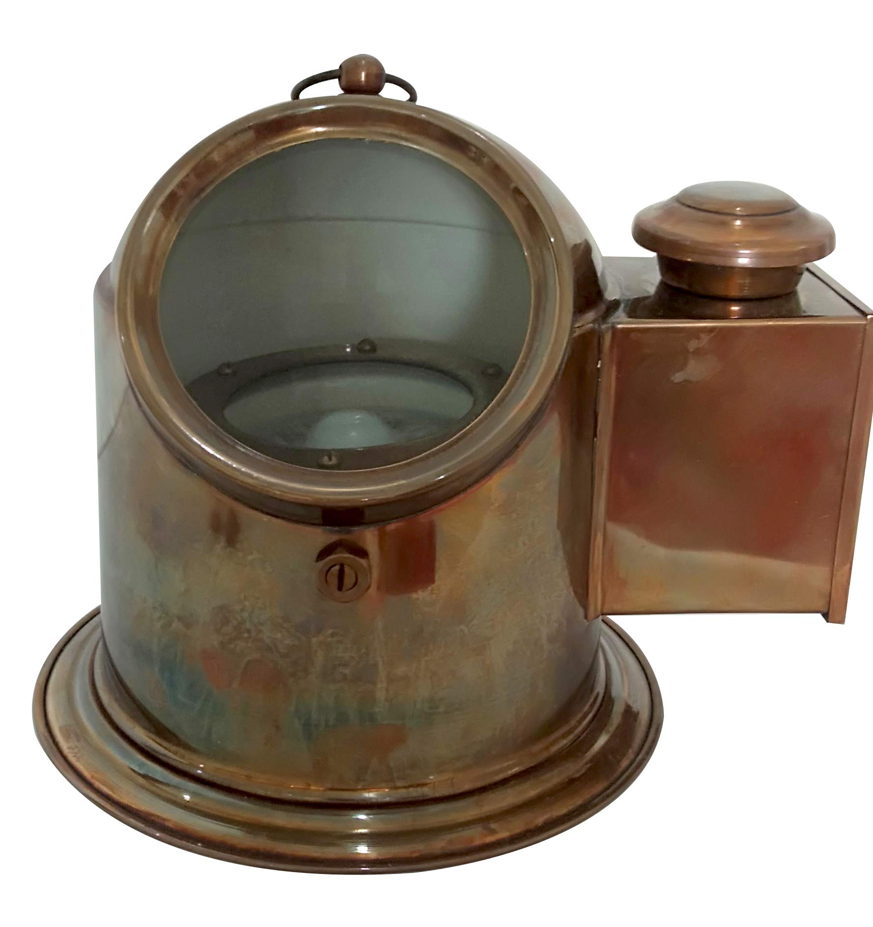 Antique Rustic Nautical Vintage Ship Binnacle Helmet Gimballed Compass Floating Navigation Device Collectible