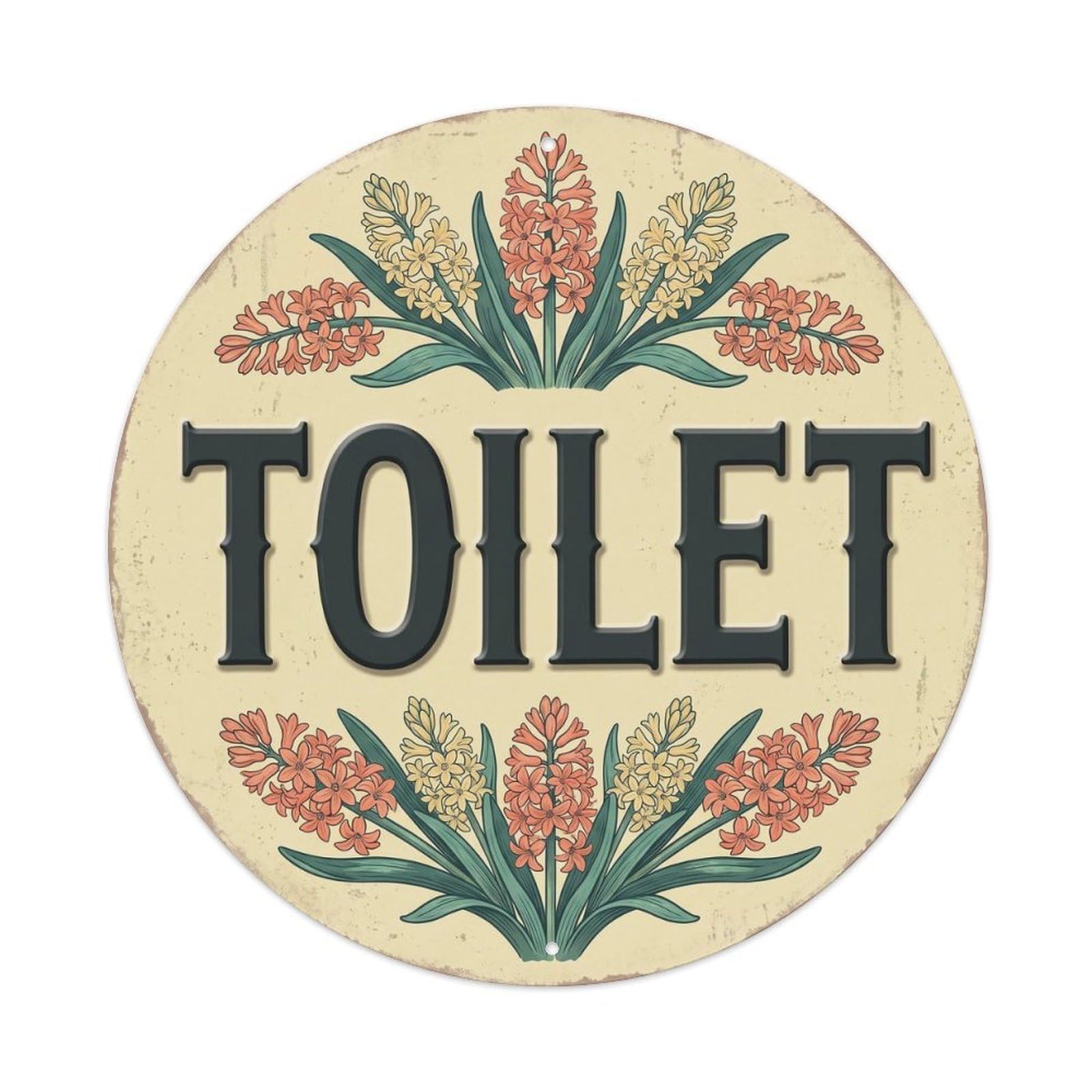Okahys 8X8inch(20X20cm) Toilet(Wc) Signage Hyacinth Vintage Metal Tin Sign