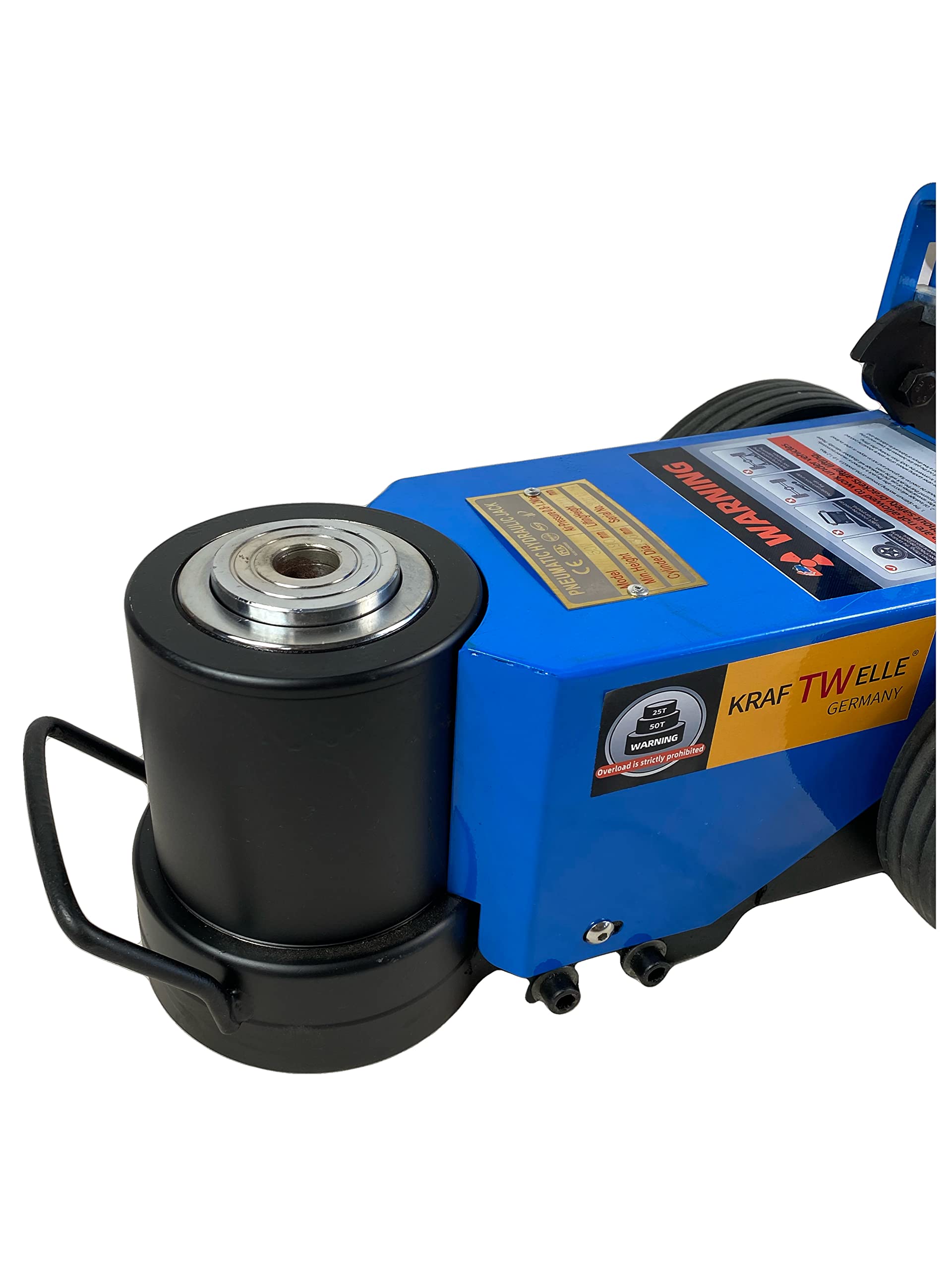 Cric idraulico a carrello Kraftwelle Power Wave 50 tonnellate ad aria compatto pieghevole per camion, agricoltura, veicoli commerciali, trattore