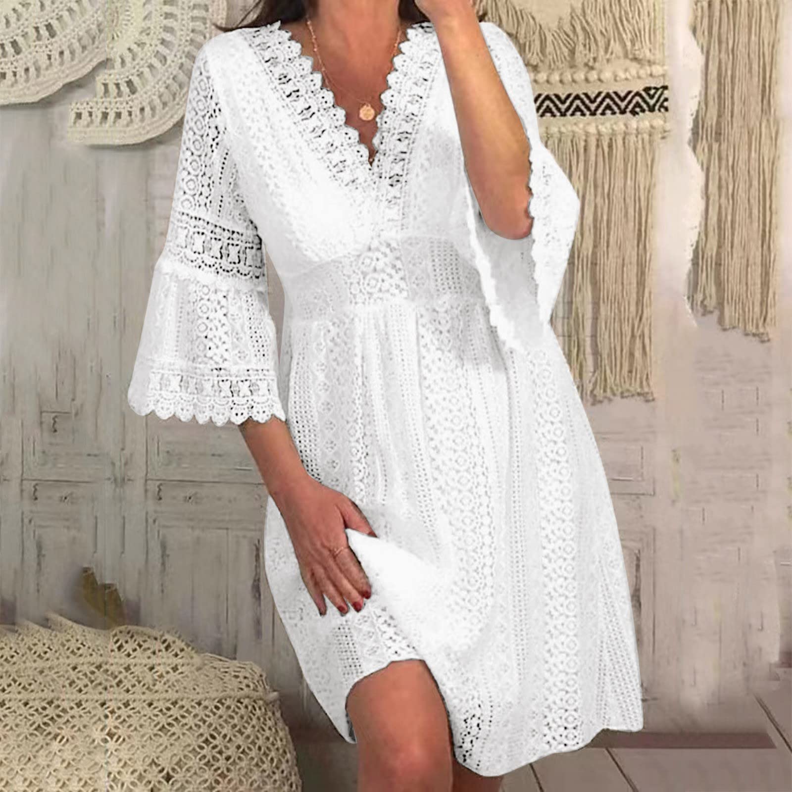 Générique Robe Femme Soirée Cocktail Mariage Cérémonie Grande Taille Trapèze Habillée Manches Ballon Mousseline Rayée Invitée Été Tendance Glamour A45