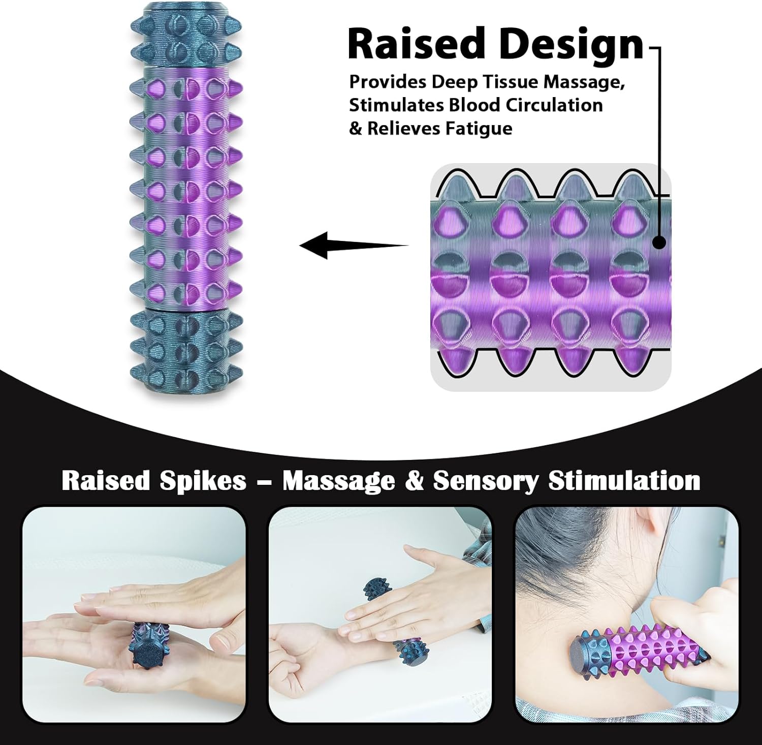 Little Pain Stim Ouchies Fidget Toys for Adults,3D Printed Spiky Pain Stim, Sensory Fidget for Stress & Anxiety Relief, ADHD, Autism,Office Desk Toys, Gifts for Men & Friends (Black Purple)