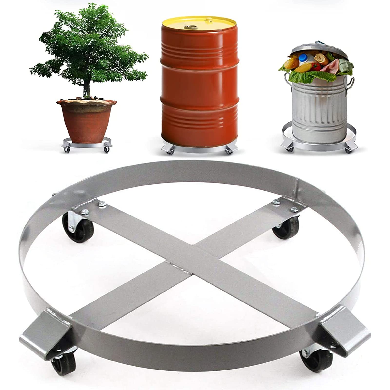 Rocktric Heavy Duty Drum Dolly 1000 Pound 55 Gallon Swivel Casters