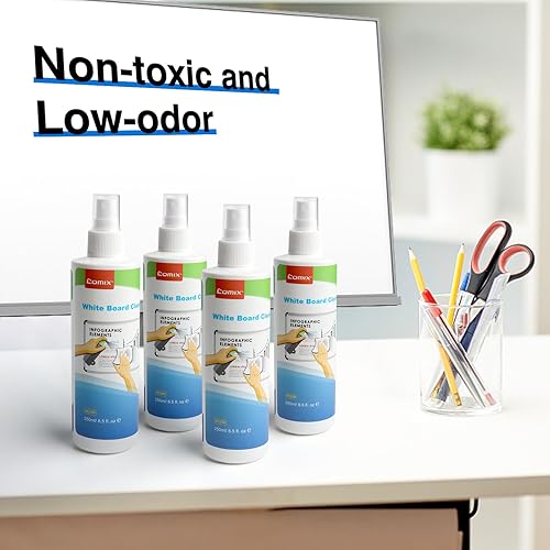 Miniatura 4 de Comix Limpiador de pizarra blanca, limpiador de borrado en seco de 8.5 onzas, aerosol de limpieza de pizarra blanca no tóxico, paquete de 4